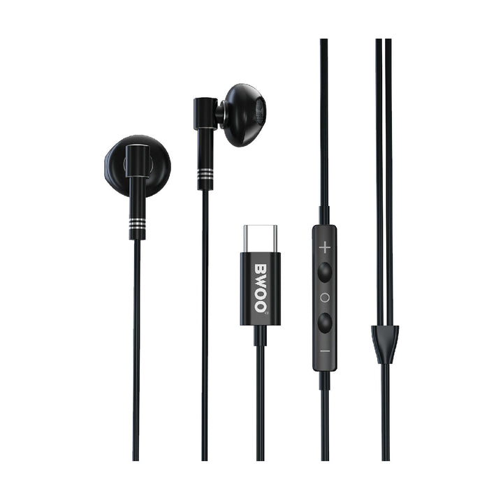 BWOO Stereo Type-C Headphones 1.2M - Black