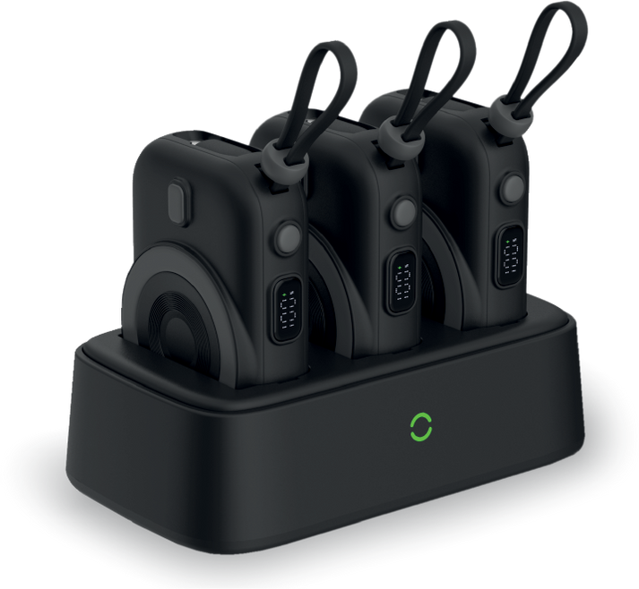 LZEL TrioEnergia Station - Trio 10,000mAh Wireless Power Bank & Charging Dock With Built-in Cable - Black