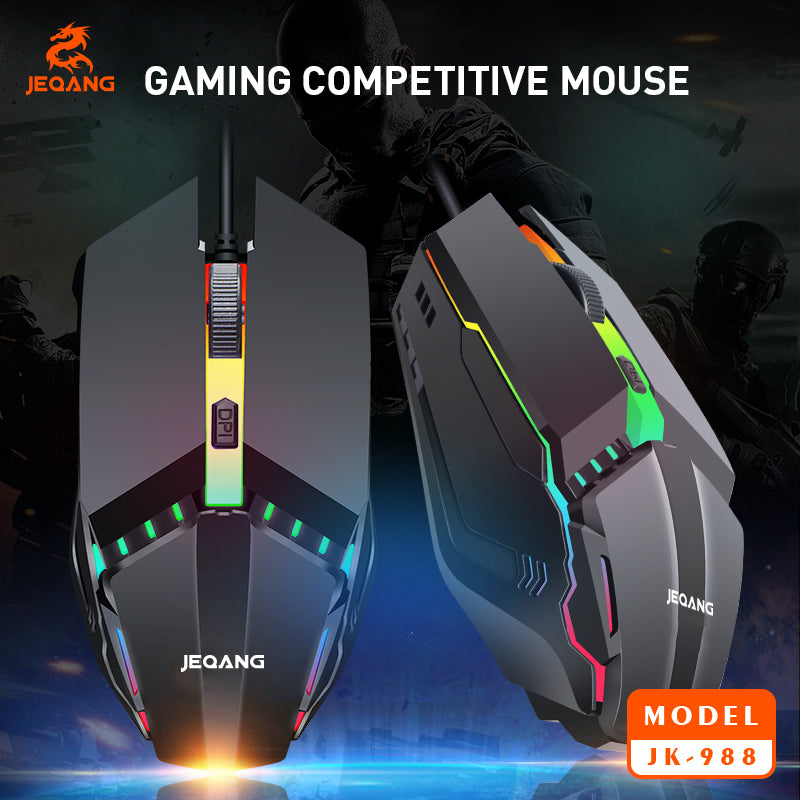 Jeqang RGB Backlit Gaming Combo 4N1 Optical USB Wired Keyboard Mouse Headset Mouse Pad 104 Keys for Desktop Users New