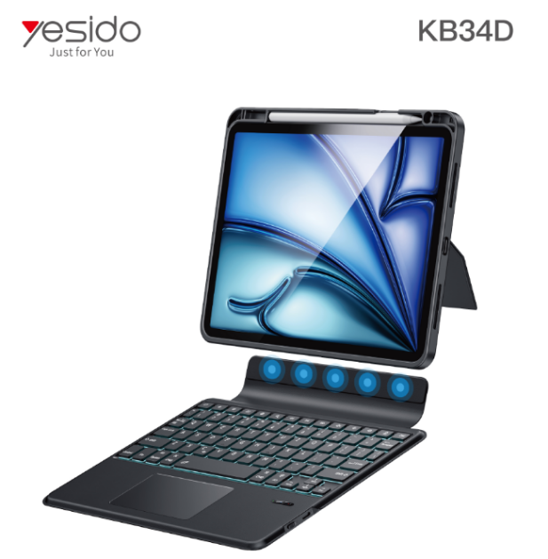 YESIDO iPad Pro 11 M4 2024 Keyboard Case - Black