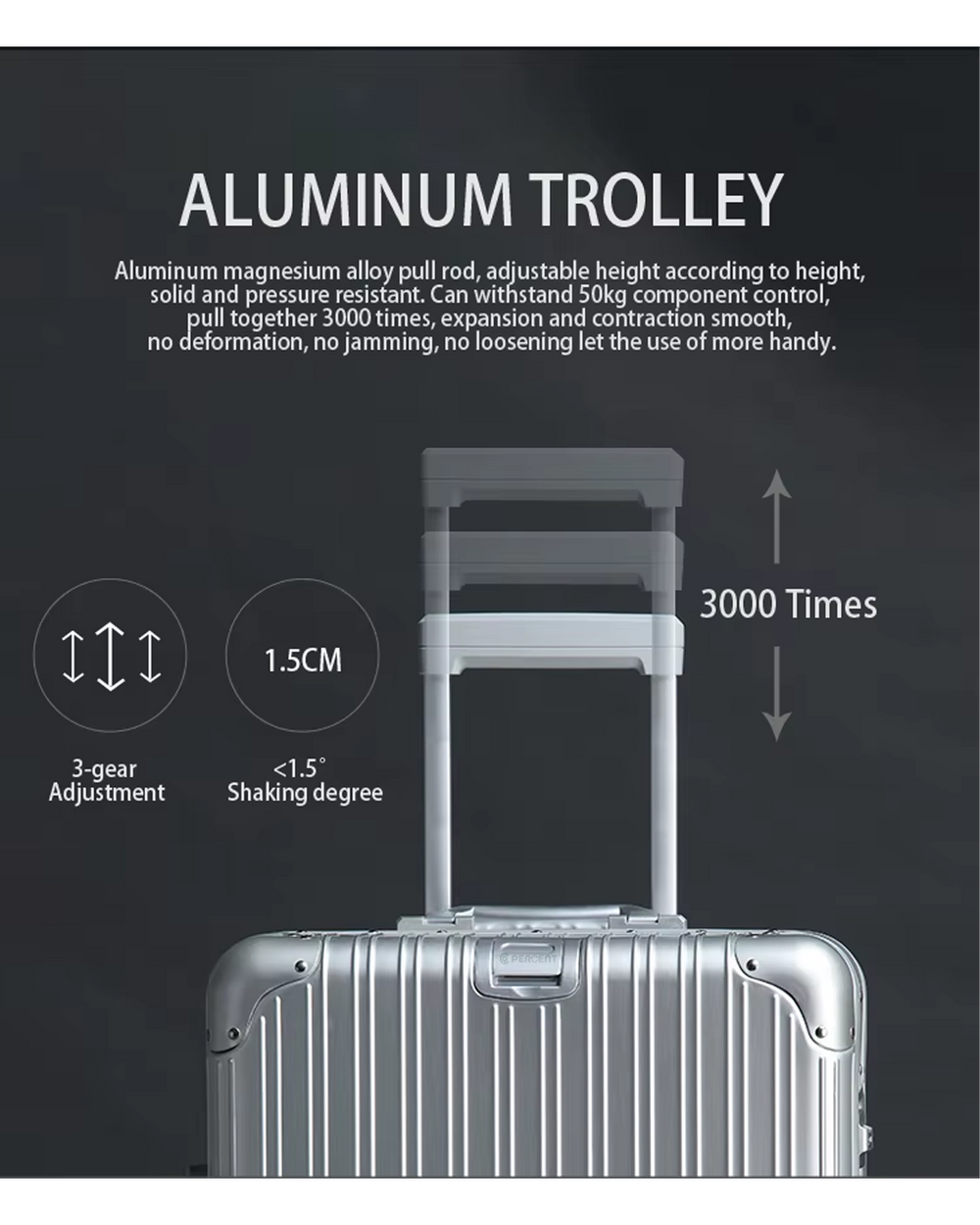 20"SL-90PERCENT ALLUMINUM FRAME SUITCASE 20INCH SILVER