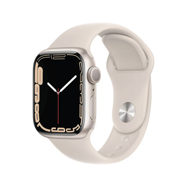 Apple Watch Series 7 GPS, 45mm Starlight Aluminium Case with Starlight Sport Band - Regular