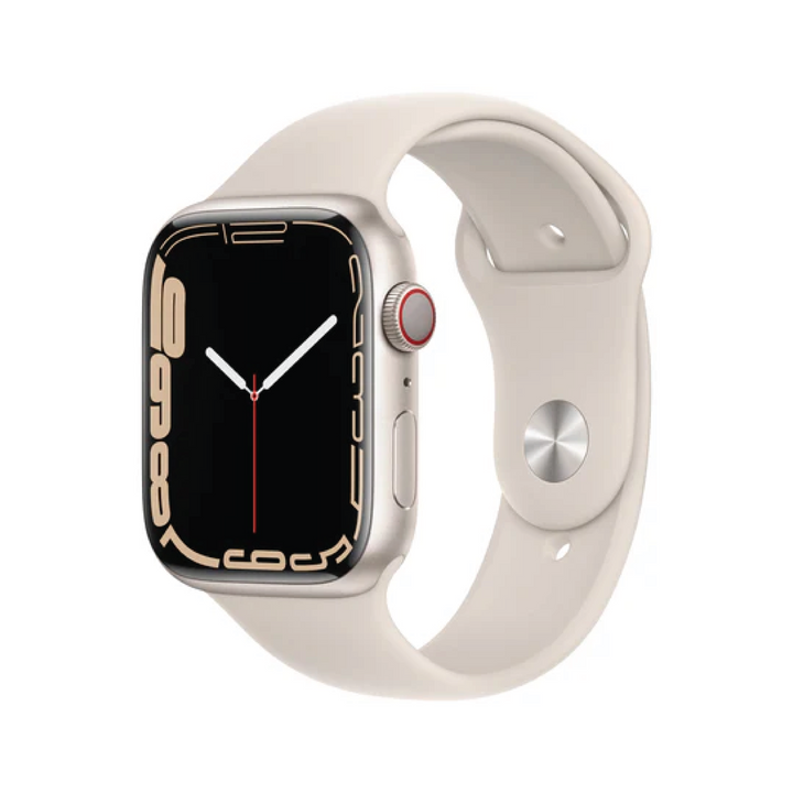 Apple Watch Series 7 GPS + Cellular, 45mm Starlight Aluminium Case with Starlight Sport Band - Regular