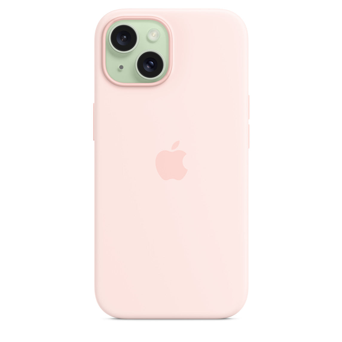 APPLE-iPhone 15 Silicone MagSafe Back Cover with Soft Logo – Light Pink