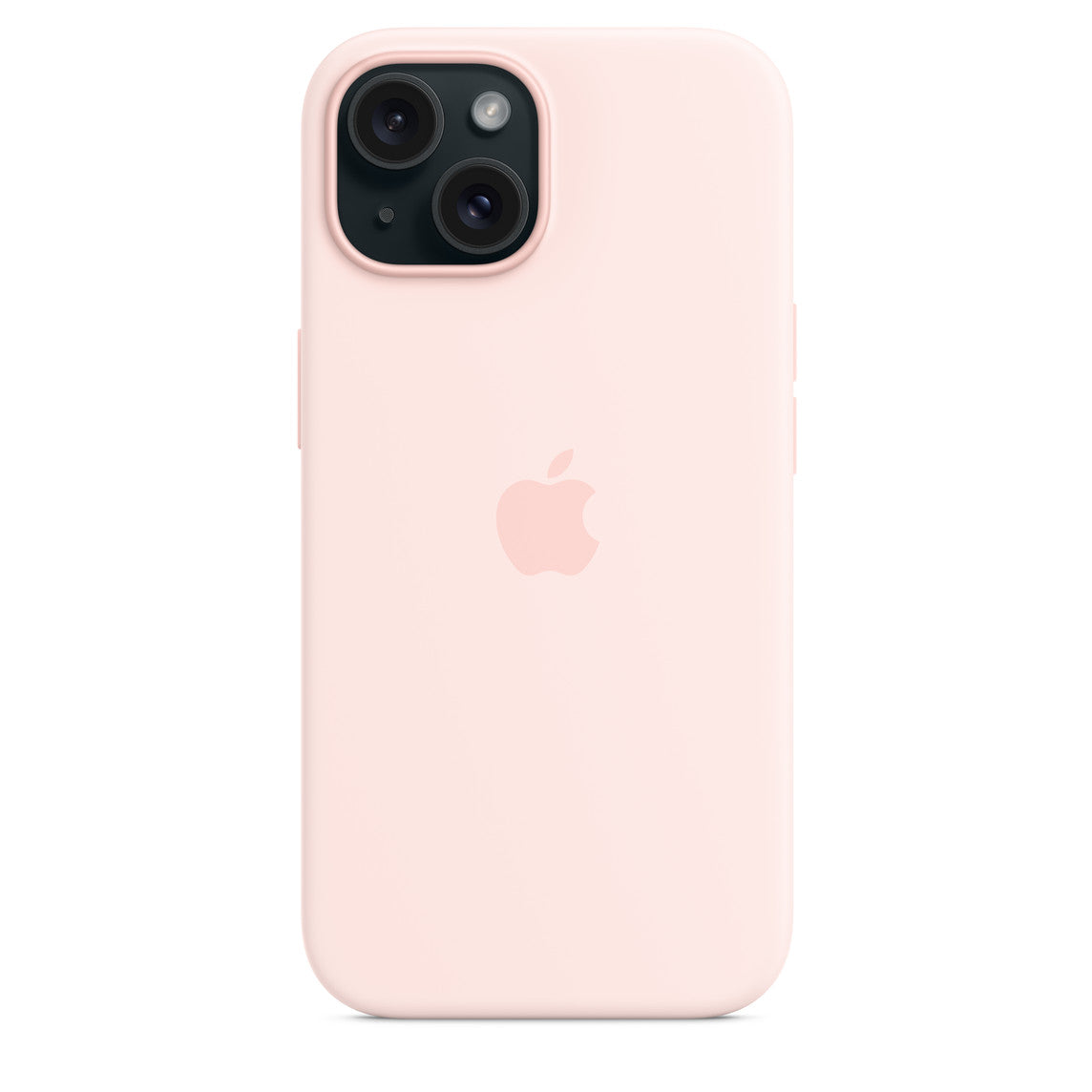 APPLE-iPhone 15 Silicone MagSafe Back Cover with Soft Logo – Light Pink