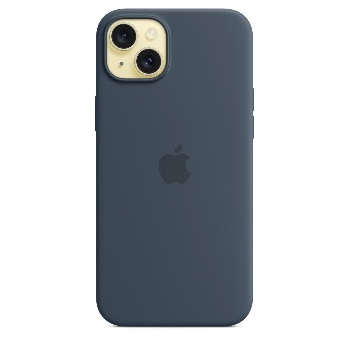APPLE- iPhone 15 Plus Silicone MagSafe Back Cover with Soft Logo – Storm Blue