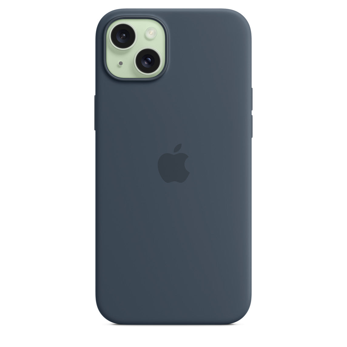 APPLE- iPhone 15 Plus Silicone MagSafe Back Cover with Soft Logo – Storm Blue