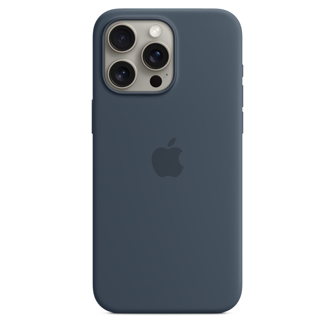 APPLE-iPhone 15 Pro Max Silicone MagSafe Back Cover with Soft Logo – Storm Blue