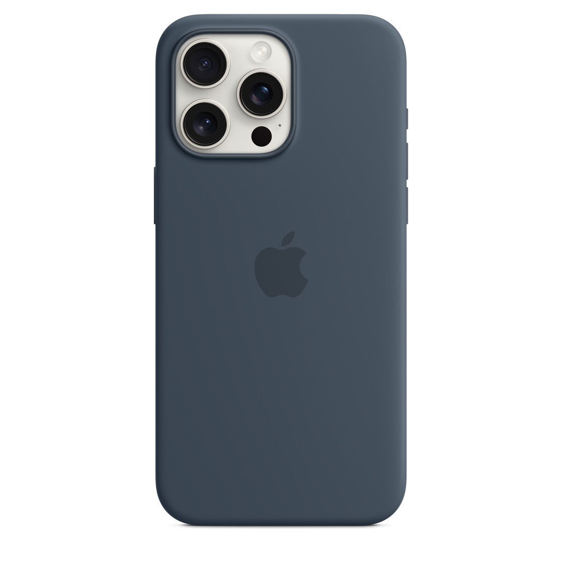 APPLE-iPhone 15 Pro Max Silicone MagSafe Back Cover with Soft Logo – Storm Blue