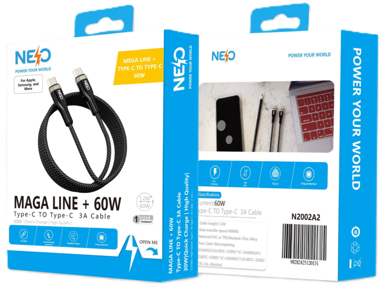 NEO Mega Line + 60W 1.2M Type C to Type C