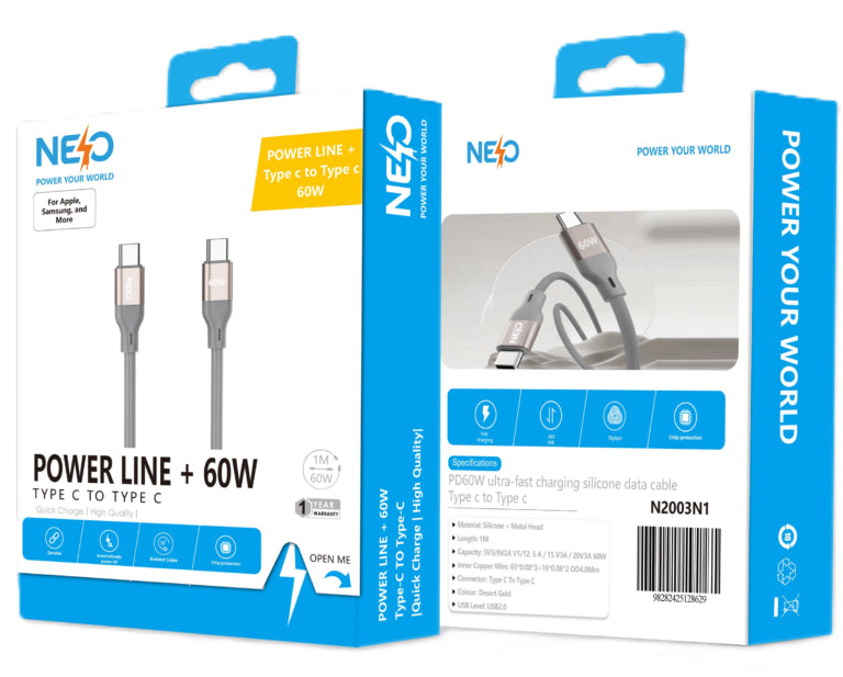 NEO Power Line +C To C 60W 1M Desert Gold, Silicone