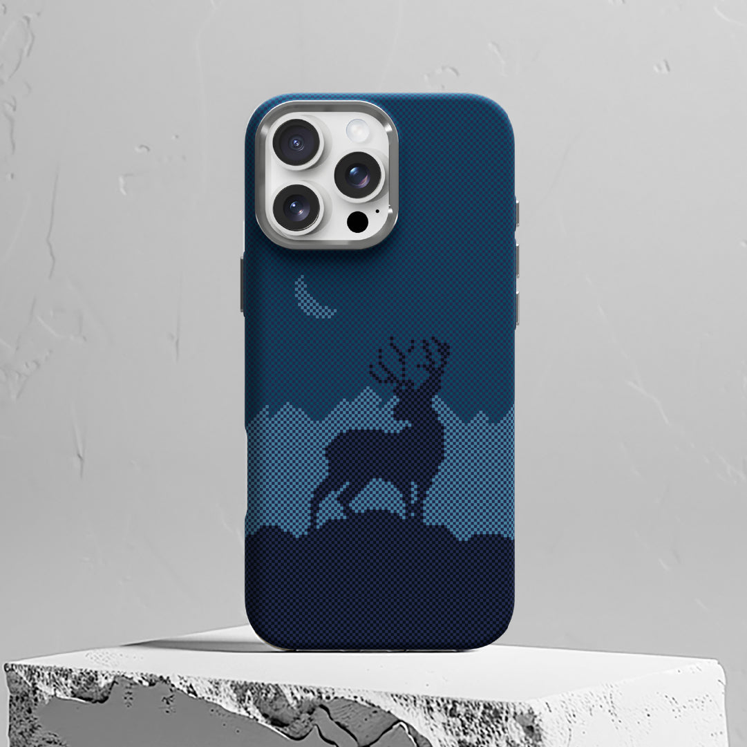 LZEL MagCarbon Deer Cover for iPhone 16 Pro - Navy Deer