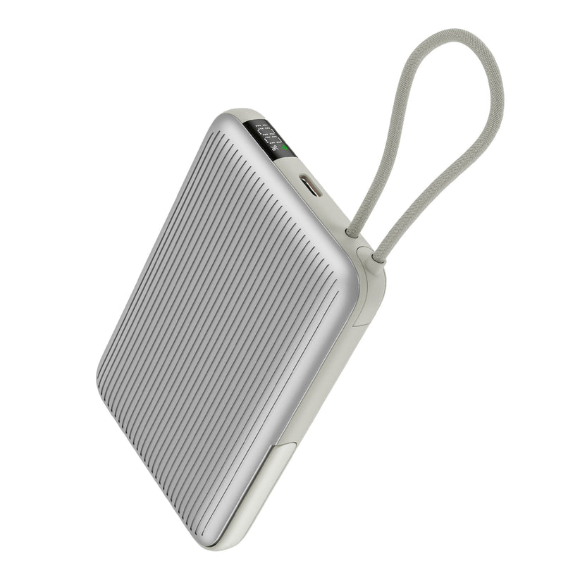 LZEL Neurode Mag 10000mAh PD MagSafe Power Bank 20W with Built-In Cable – Silver