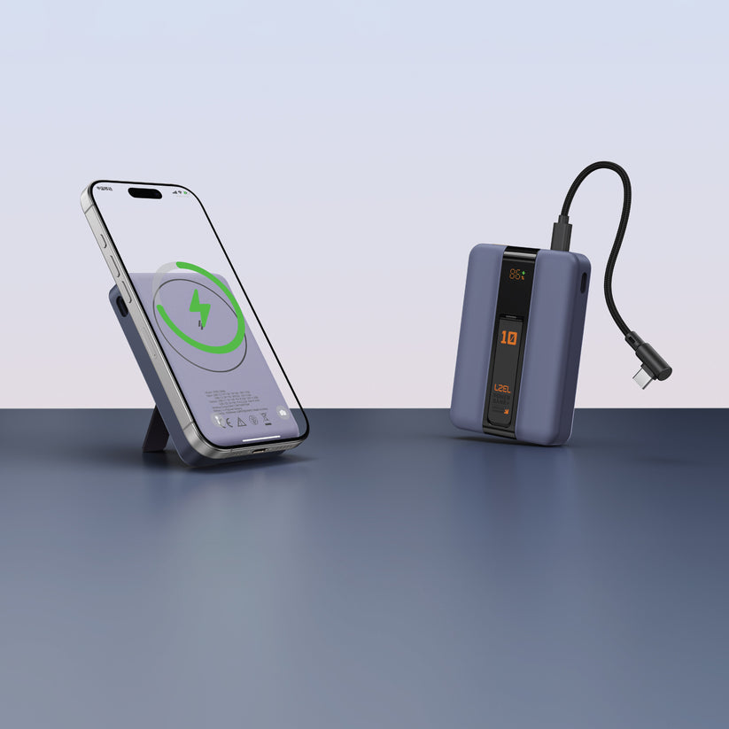 LZEL ZenoFlex MaxCharge 10000mAh Wireless Charging Power Bank – 20W Wired, Wireless – Navy Blue