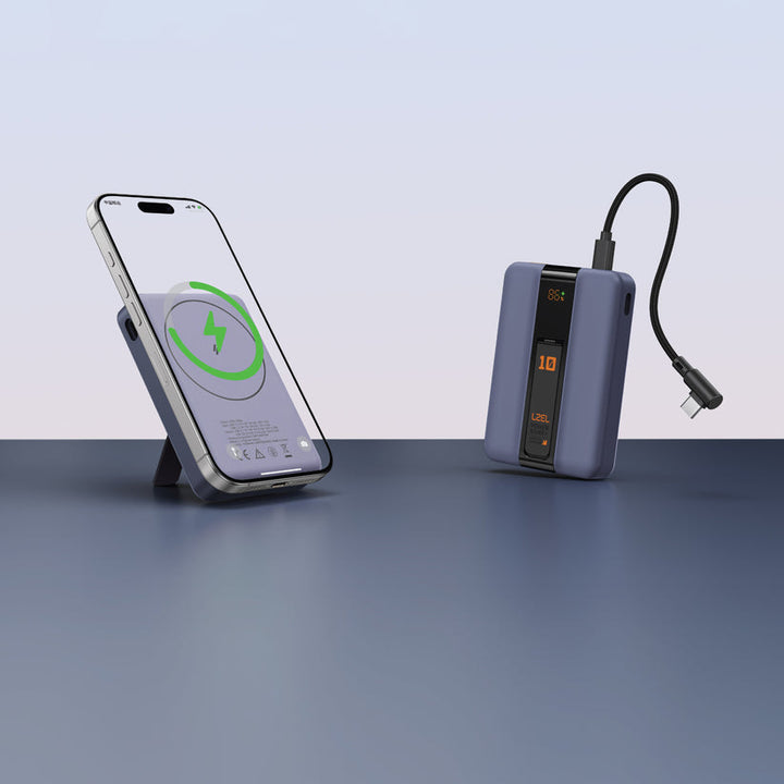 LZEL ZenoFlex MaxCharge 10000mAh Wireless Charging Power Bank – 20W Wired, Wireless – Navy Blue