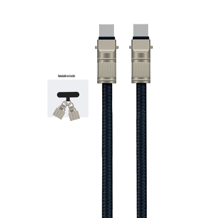 Asli Global USB-C to USB-C Zinc Alloy Braided 65W Lanyard Cable 0.3M - Black