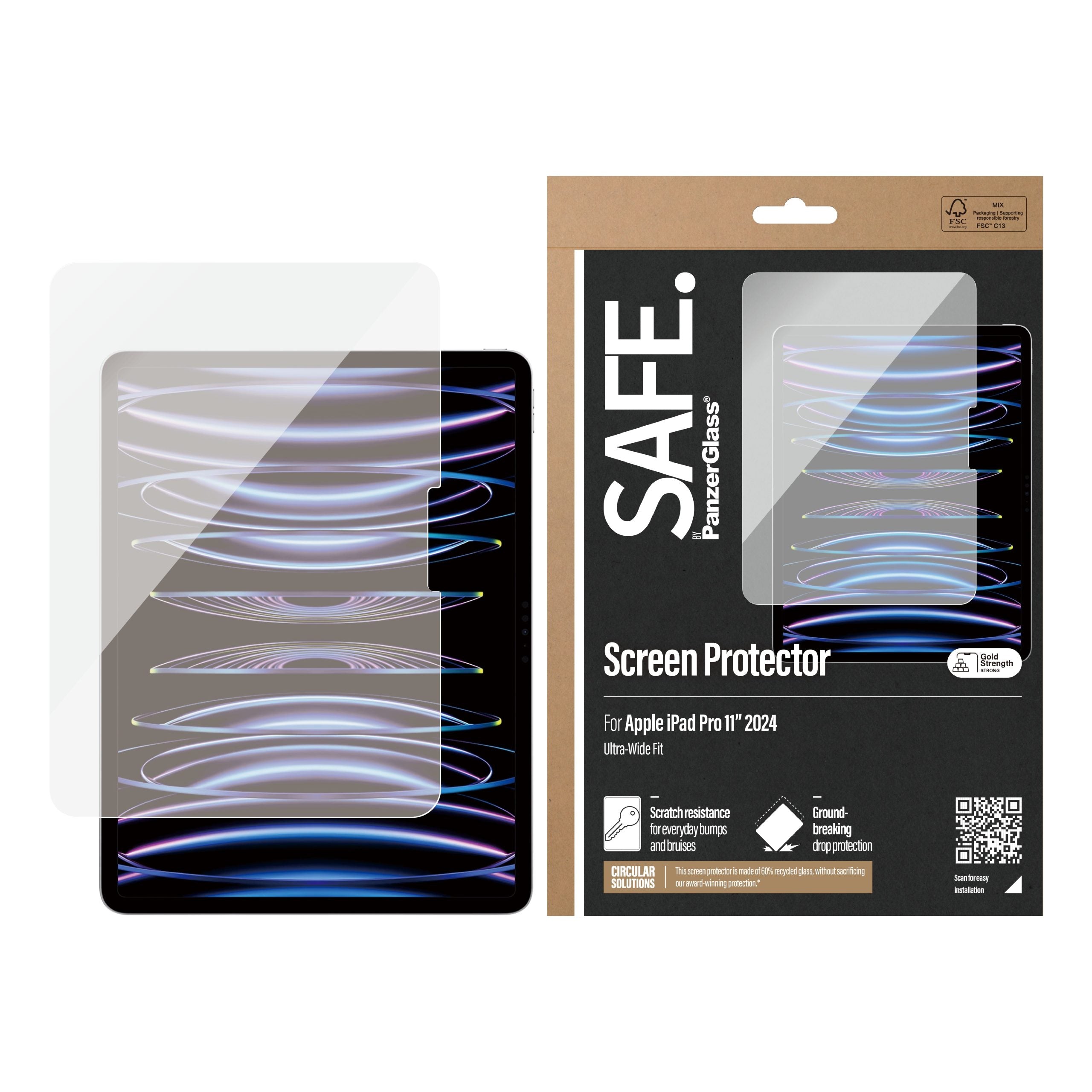 PanzerGlass® SAFE95857, Screen Protector iPad Pro 11'' (2024) | Ultra-Wide Fit