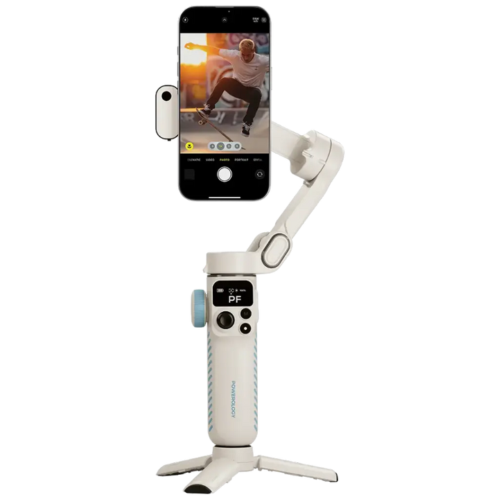 Powerology Magwave 3-Axis Magnetic Smartphone Gimbal – Pro Stabilization & Smart Controls, White