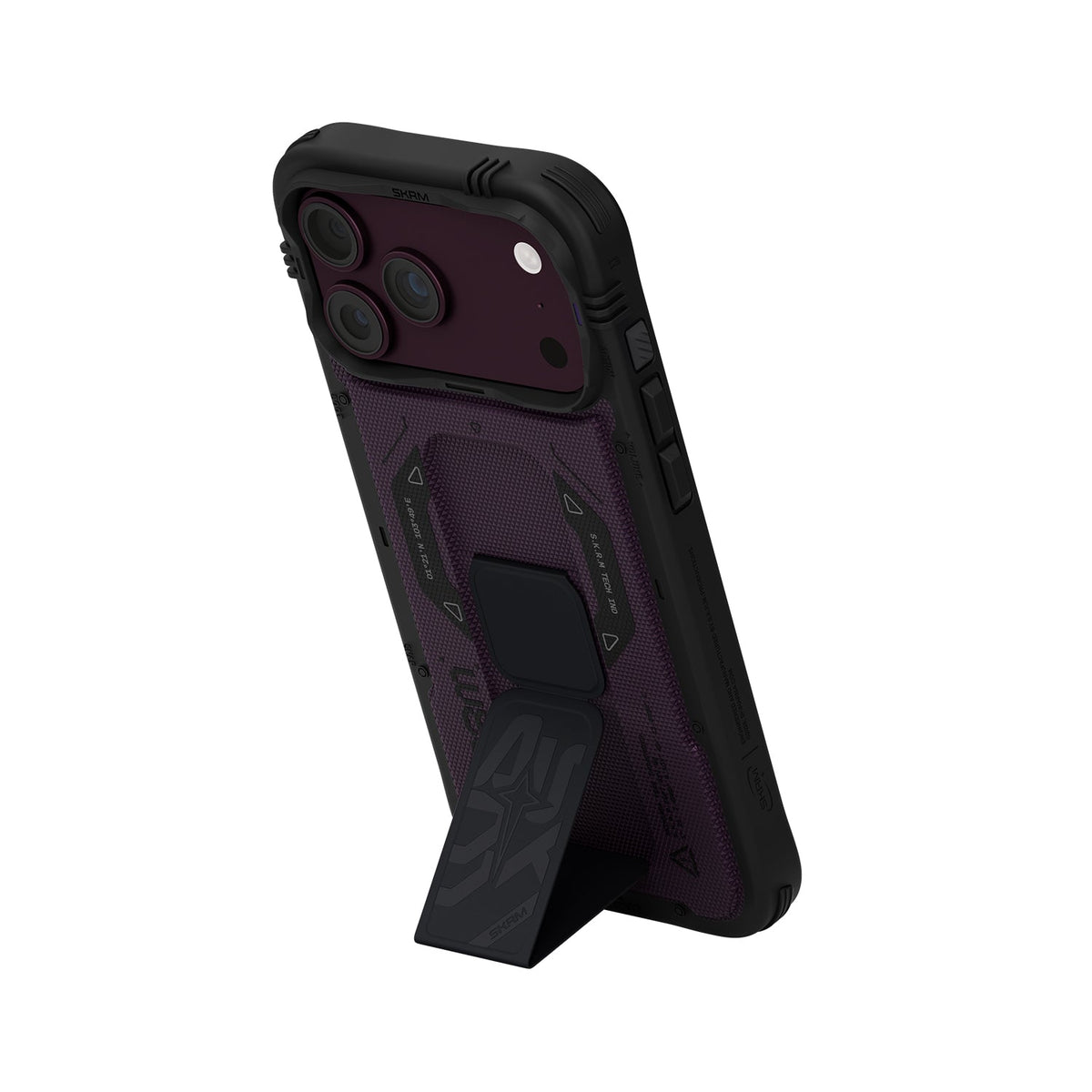 SkinArma Phantom Vegan Leatherette Grip-Stand Case for iPhone 18 Pro Max - Burgundy