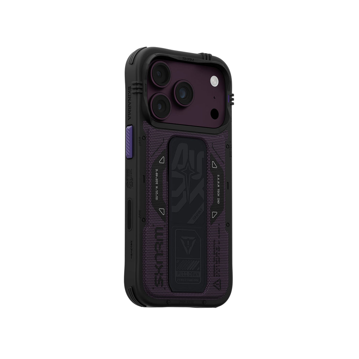 SkinArma Phantom Vegan Leatherette Grip-Stand Case for iPhone 18 Pro Max - Burgundy