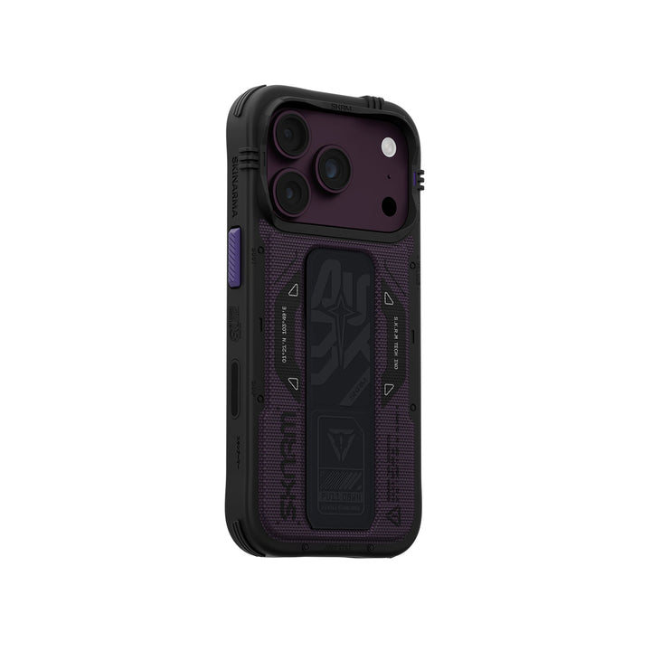 SkinArma Phantom Vegan Leatherette Grip-Stand Case for iPhone 18 Pro Max - Burgundy