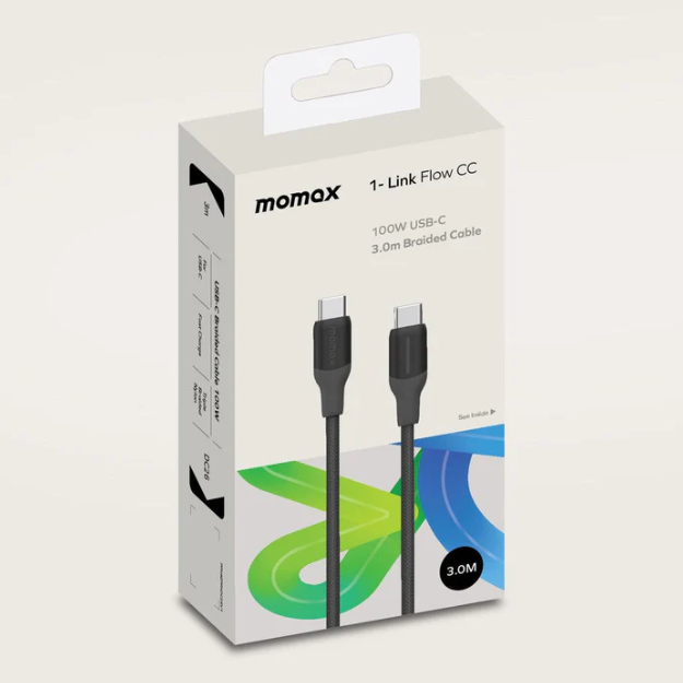 Momax 1Link Flow 100w USB-C Braided Cable 3.0m | Black