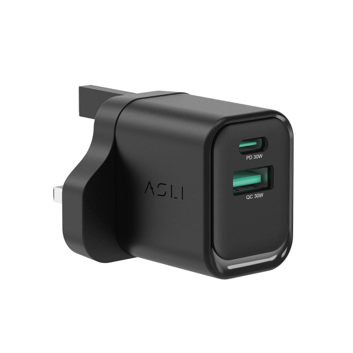 Asli Global Thundervolt Surge 33W Power Delivery Gan Dual USB Wall Charger - Black