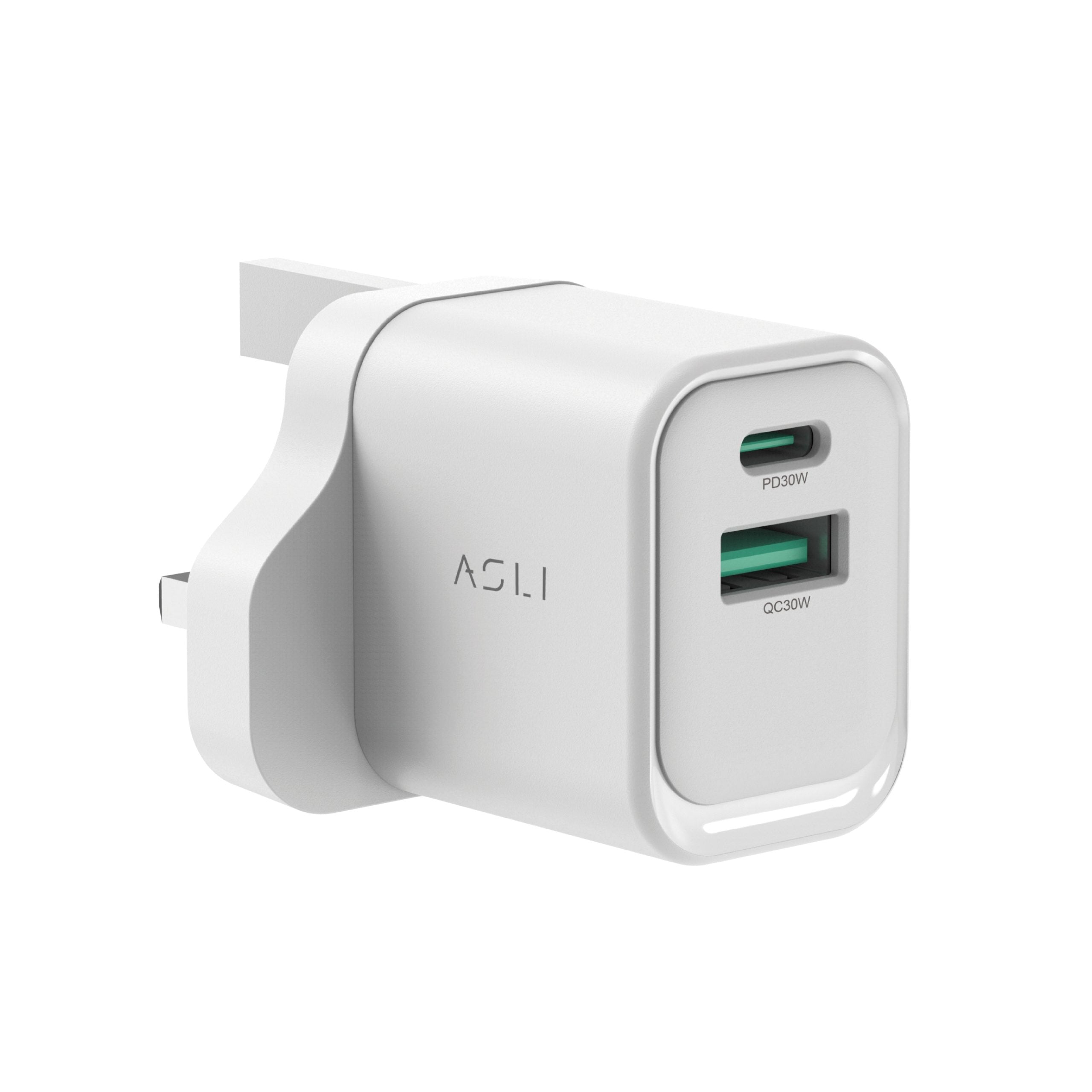 Asli Global Thundervolt Surge 33W Power Delivery GaN Dual USB Wall Charger - White
