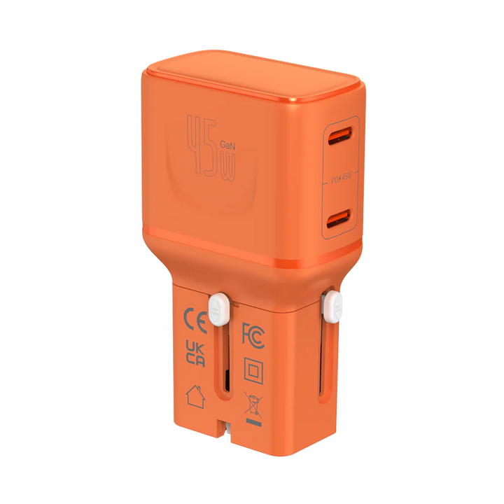 LZEL TravelPro Series Dual Port GaN Travel Wall Charger 45W I Dual Type-C Output I Global compatibility