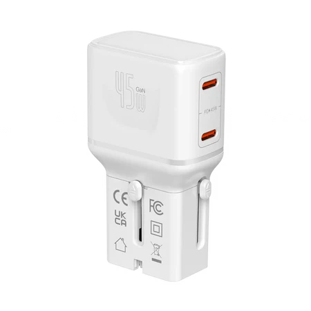 LZEL TravelPro Series Dual Port GaN Travel Wall Charger 45W I Dual Type-C Output I Global compatibility