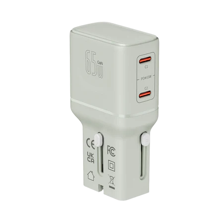 LZEL TravelPro Series Dual Port GaN Travel Wall Charger 65W I Dual Type-C Output I Global compatibility