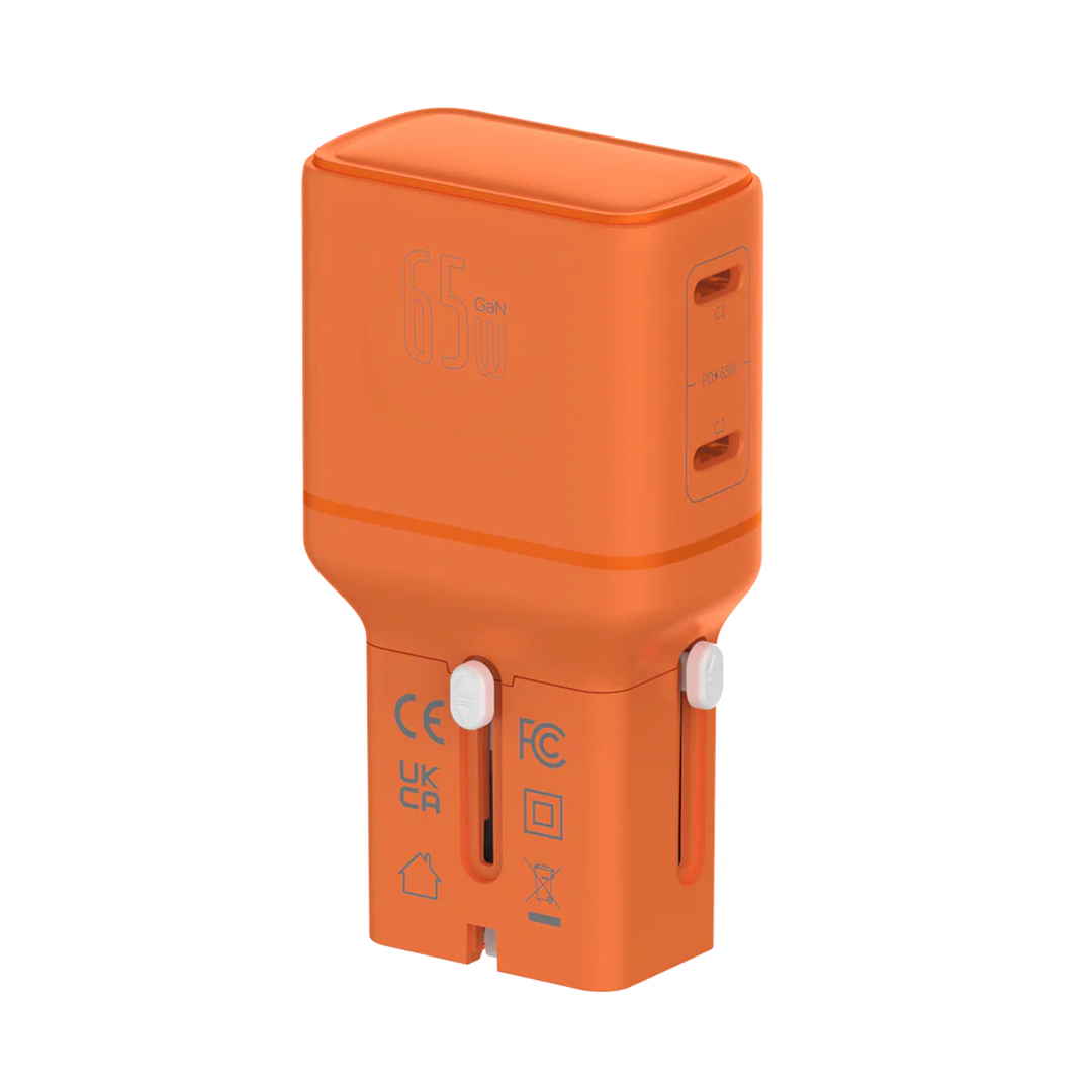 LZEL TravelPro Series Dual Port GaN Travel Wall Charger 65W I Dual Type-C Output I Global compatibility