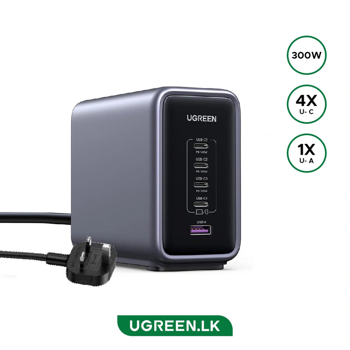 UGREEN Nexode 300W 5-Port GaN Fast Charging Station (PD 3.1) - UK Plug (CD333)