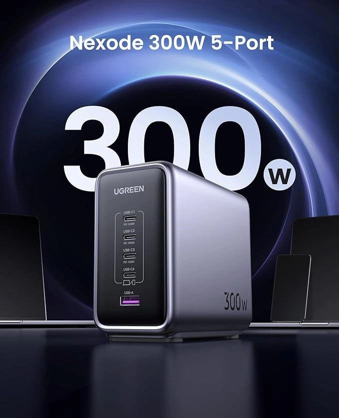 UGREEN Nexode 300W 5-Port GaN Fast Charging Station (PD 3.1) - UK Plug (CD333)
