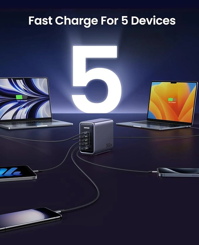UGREEN Nexode 300W 5-Port GaN Fast Charging Station (PD 3.1) - UK Plug (CD333)