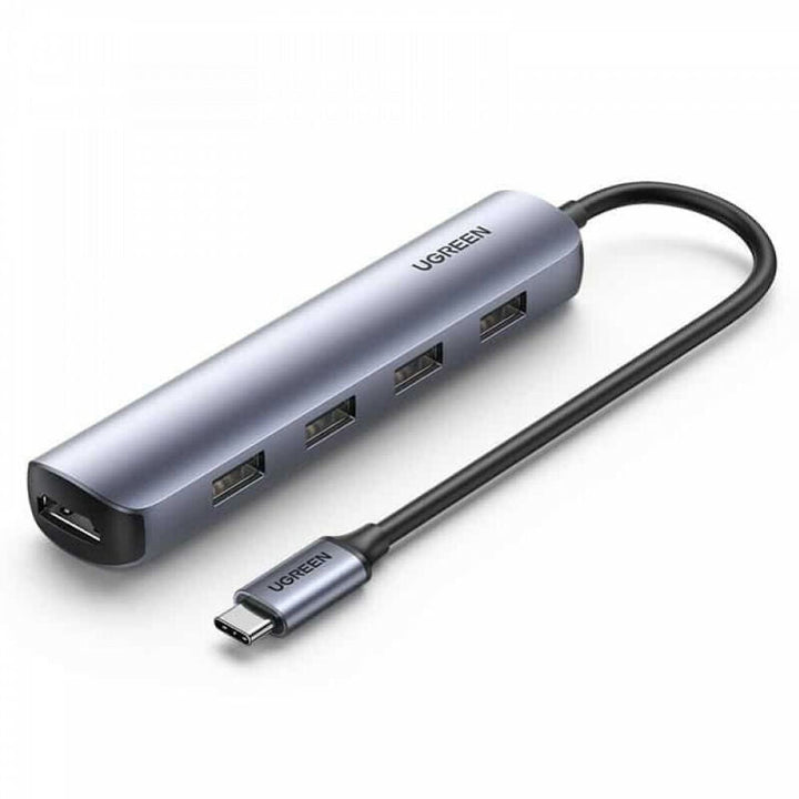 UGREEN CM417, USB-C to 4*USB 3.0+HDMI Adapter - Gray