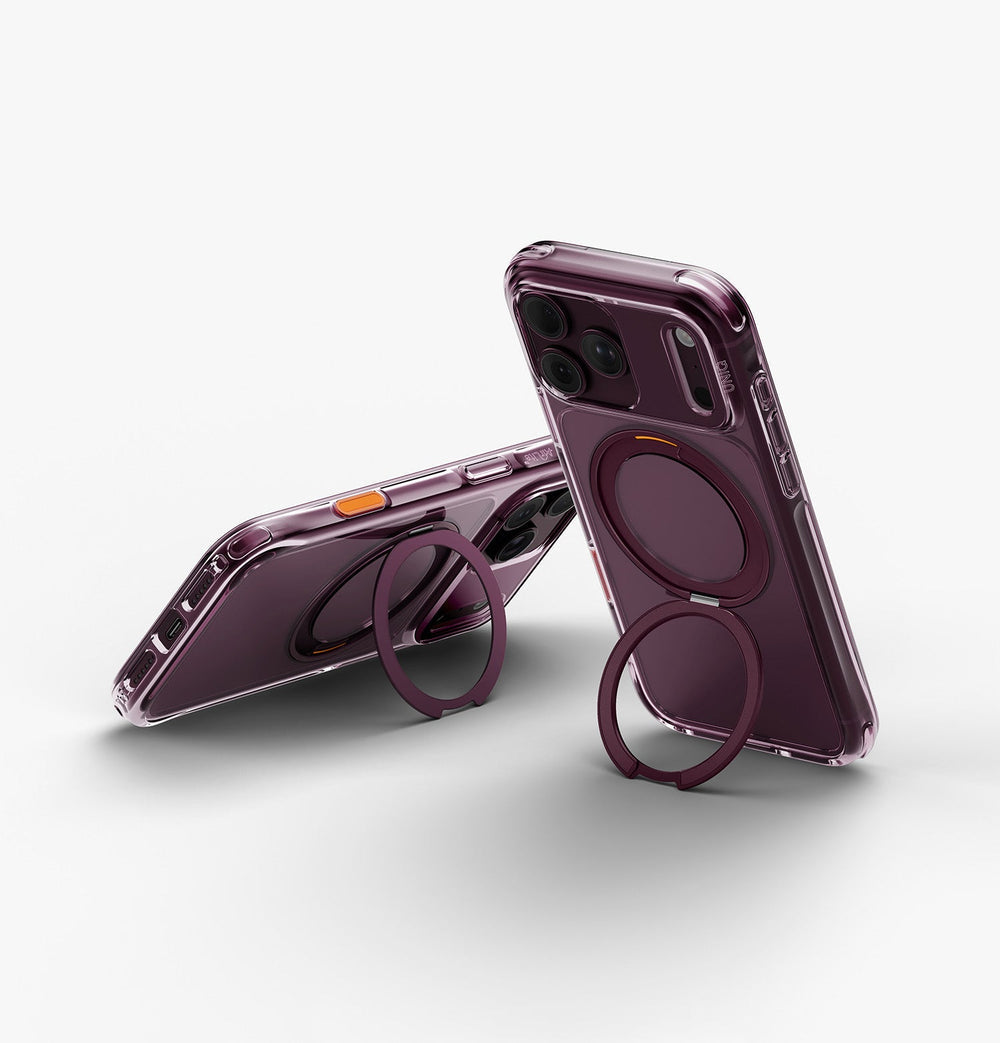 UNIQ SWIXVIX Hybrid MagSafe Case with 360° Kickstand for iPhone 18 Pro Max - Deep Burgundy
