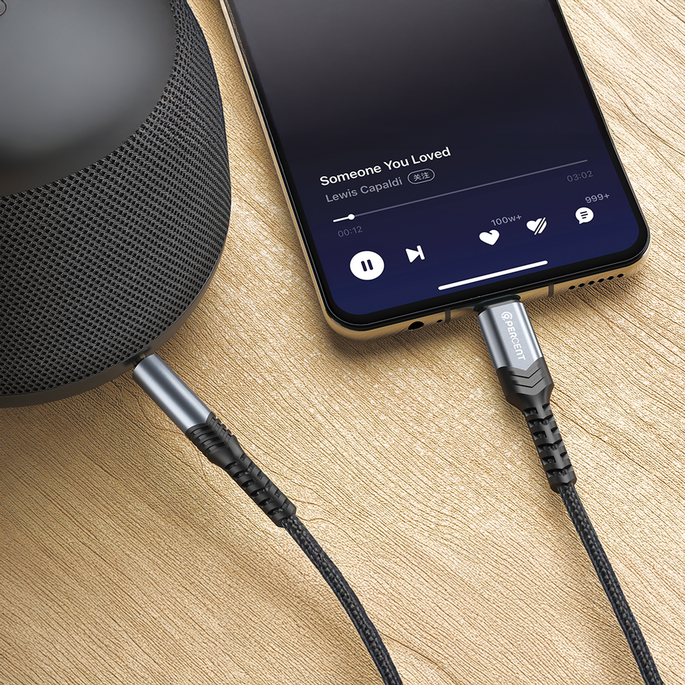 90PERCENT AUDIOLINE 90SERIES AUX TO LIGHTNING CABLE 1M BLACK