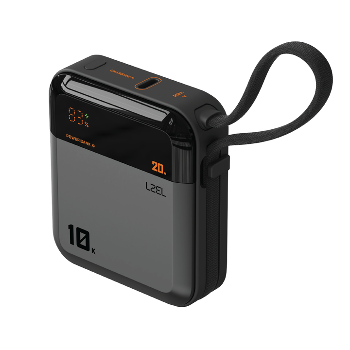 LZEL ZenoFlex Charge+ Mini 10000mAh PD Power Bank – 20W Output / 18W Input | Gray