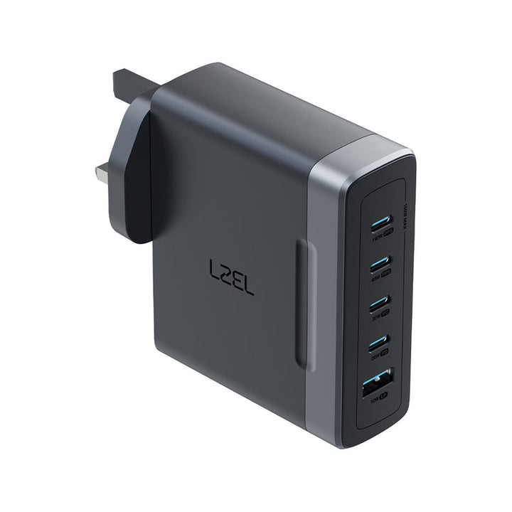 LZEL VoltixStation 150W 5-Port GaN Wall Charger – Black