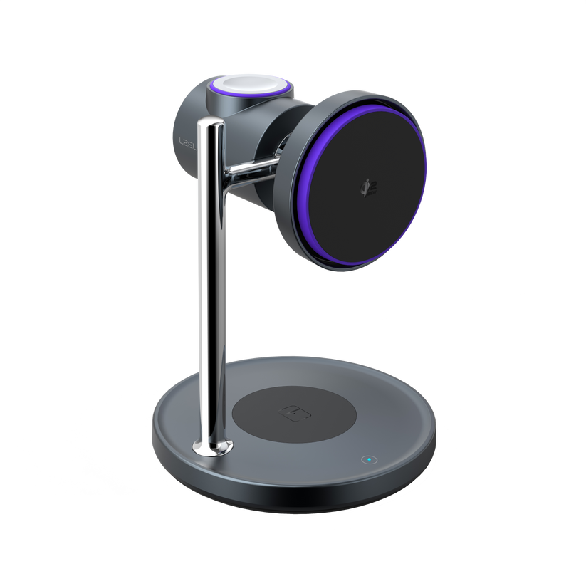 LZEL FlexDock Series 3-in-1 Magnetic Desktop Wireless Charger - Black