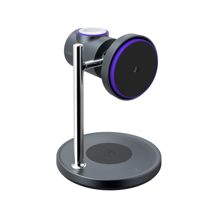 LZEL FlexDock Series 3-in-1 Magnetic Desktop Wireless Charger - Black