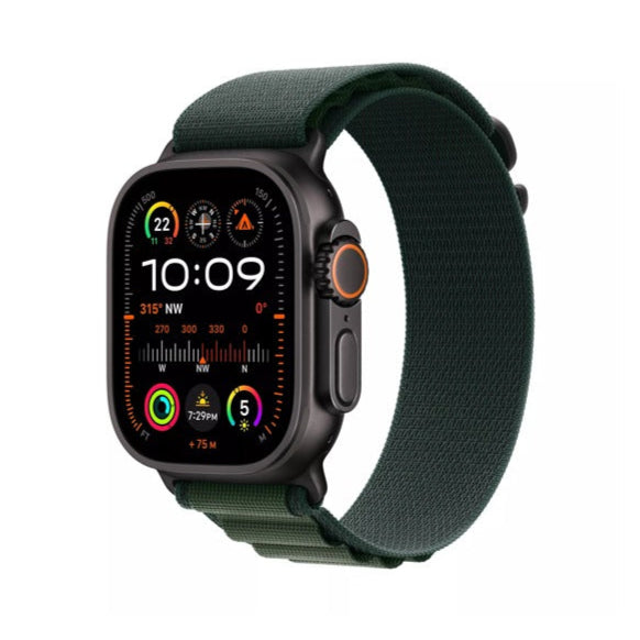 Apple Watch Ultra 2 (2024) - 49mm - GPS + Cellular - Black Titanium Case - Alpine Loop - L | Dark Green