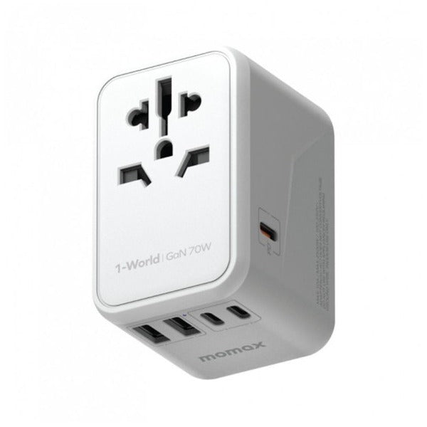 Momax 1-World 70W GaN 5 ports + AC Travel Adapter - White