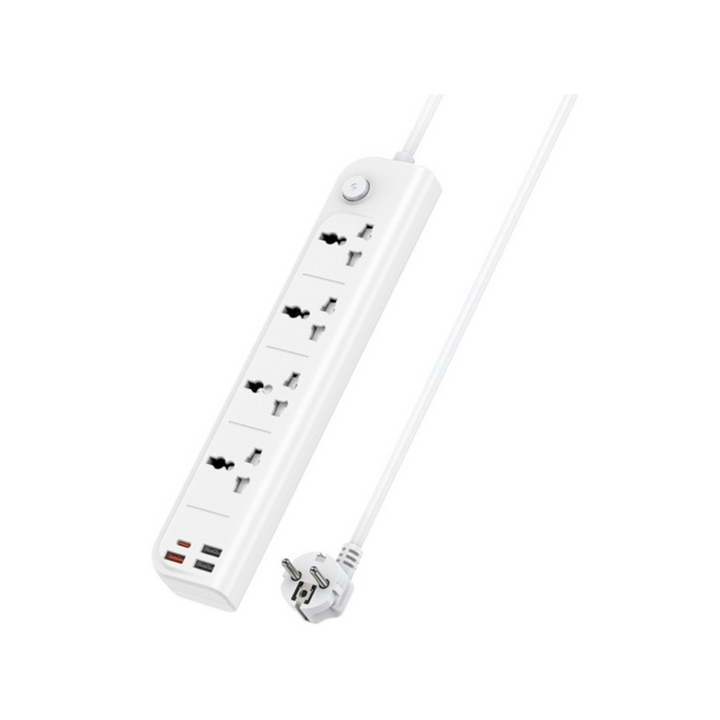 YESIDO-Power Extension 3250W PD 20W, 4 Sockets, 3 USB Ports, 1 USB-C Port