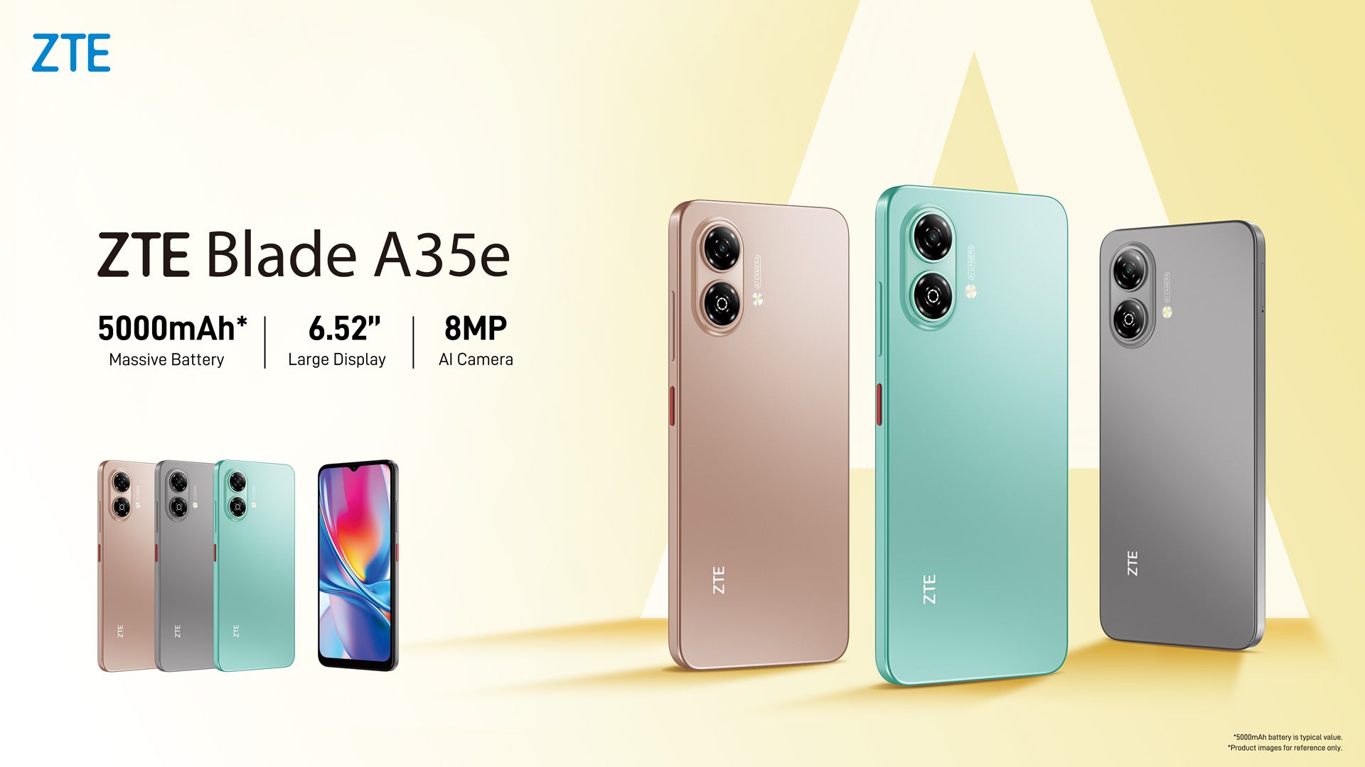 ZTE Blade A35e 4G Smartphone - 6.52" Display, 5000mAh Battery, 2GB+2GB RAM, 64GB Storage - Z2466