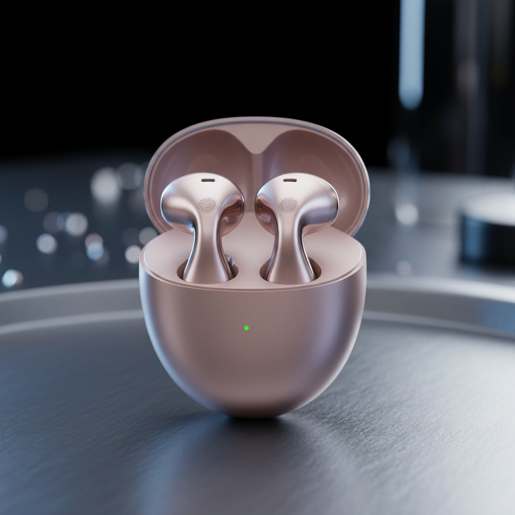 Huawei FreeBuds 6 – Truly Wireless Bluetooth Open-Fit Earbuds with Charging Case + Bundle Offer - Rose Gold