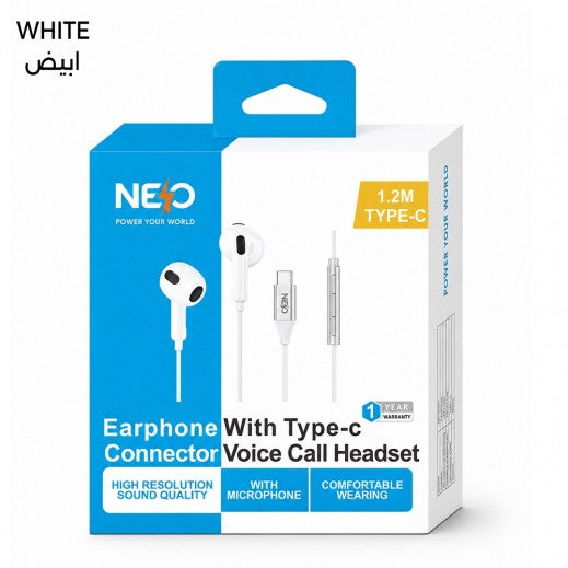 NEO TYPE C EARPHONES-WHITE