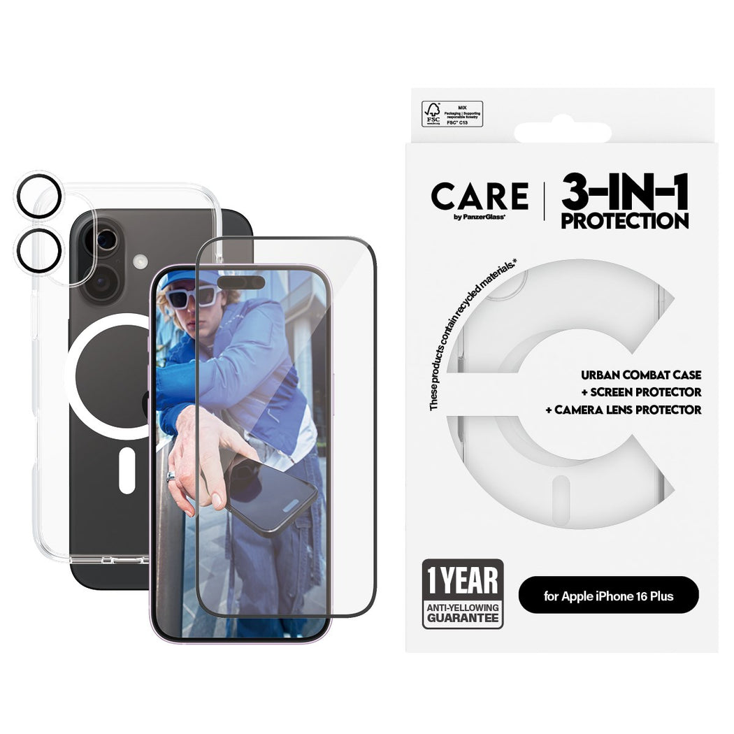 PanzerGlass®  B1339+2863+1285, Flagship 3-in-1 Bundle iPhone 16 Plus