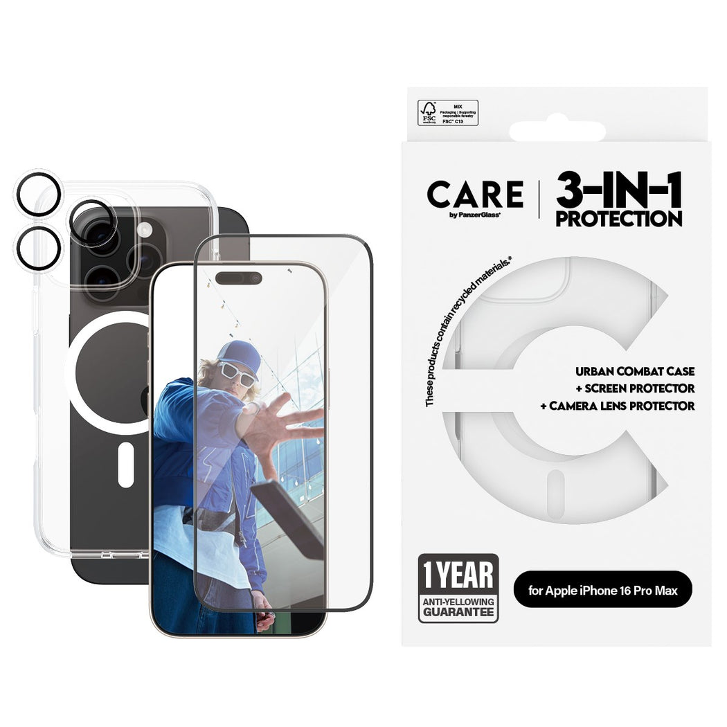 PanzerGlass® B1340+2864+1286 Flagship 3-in-1 Bundle iPhone 16 Pro Max